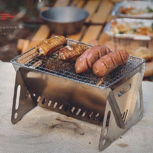 ポータブル バーベキューコンロ ミニ コンパクト 折りたたみ BBQ 軽量 携帯 小型焚火台 ミニ ソロキャンプ アウトドア ツーリング 送料無料