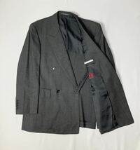 Cloth by Ermenegildo Zegna // 背抜き 長袖 バーズアイ ダブル スーツ (杢ダークグレー系) サイズ 98AB5 (M)_画像6