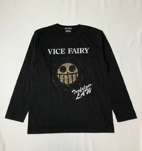 VICE FAIRY × ONE PIECE // 長袖 ラインストーン プリント Tシャツ・カットソー (黒) サイズ 44