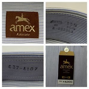 (未使用) amex アメックス // 福助 / 形態安定 半袖 ストライプ柄 バックサイドダーツ入り シャツ・ワイシャツ (白×青) サイズ 41-Lの画像5