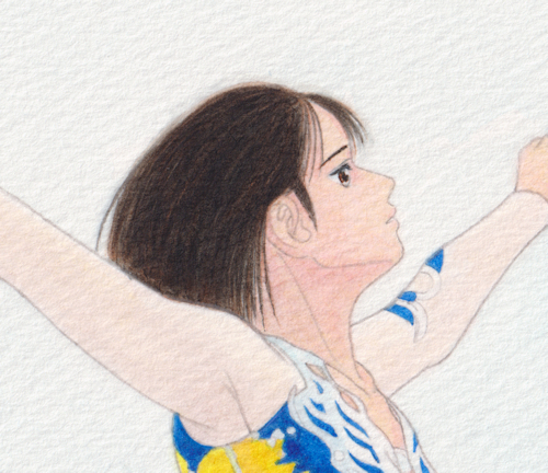 Maika hand-painted watercolor reproduction #009 Blue Gold II Rhythmic Gymnastics Leotard, painting, watercolor, portrait