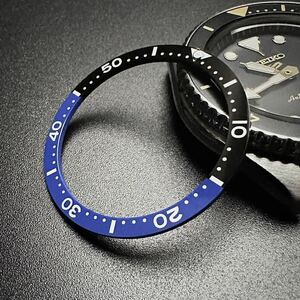 7S26-0020 SKX007 SBSA SRPD 等用 セラミック フラット インナー ベゼル 黒 青 ブルー 社外 部品 セイコー MOD カスタム パーツ 緑夜光