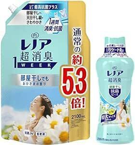 【まとめ買い】 【柔軟剤詰替+ビーズ本体セット】 レノア 超消臭 1WEEK 柔軟剤 部屋干し 花とおひさまの香り 詰め替え 2,