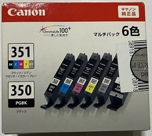 キャノン純正インク　350/351　未使用6色マルチパック　取付期限2024年6月_画像1