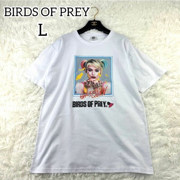 【希少】極美品　BIRDS OF PREY ハーレクイン　Tシャツ　L 人気　バーズオブプレイ　可愛い　プリント　半袖　トップス