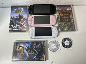 SONY ソニー PSP プレイステーションポータブル 3台　ソフト5本セット　PSP-3000 モンハン2nd 3rd 勇者のくせになまいきだor2 充電器付き