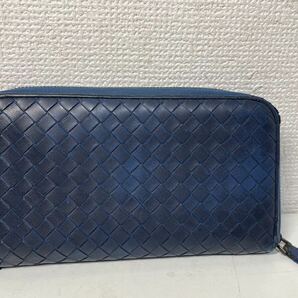 BOTTEGA VENETA ボッテガヴェネタ 長財布 イントレチャート ラウンドファスナー ブルー ネイビー メンズ レザー ウォレット の画像1