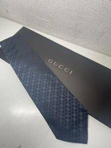 新品　未使用　GUCCI グッチ ネクタイ 総柄 ビジネス メンズ　紺