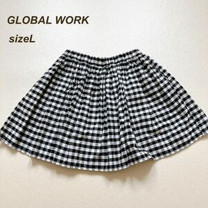 110-120相当 Lサイズ グローバルワーク GLOBAL WORK インナーパンツ付きスカート ギンガムチェック