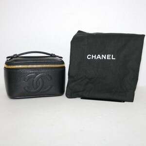 T6D0439 CHANEL/シャネル バニティバッグ キャビアスキン コスメポーチ ココマーク ファスナー開閉