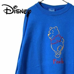 ディズニー Disney アメリカ製 くまのプーさん 刺繍 トレーナー メンズL