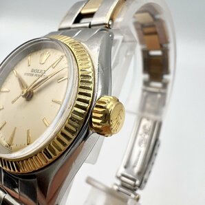 【稼働品】ROLEX 6619 オイスター パーペチュアル＜腕時計＞ロレックス 機械式 自動巻き レディース コンビ フルーテッドベゼルの画像5