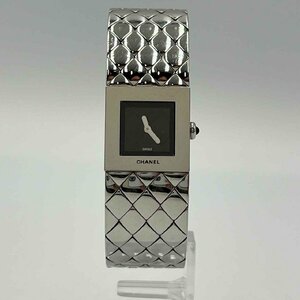 CHANEL matelasse quartz < wristwatch > Chanel black face silver battery type quartz brand fashion lady's 