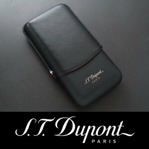 3553*S.T.Dupont Dupont * leaf volume case 3ps.@ for Triple * regular price 36,300 jpy * original leather & mat black solid * cigar case * new goods 