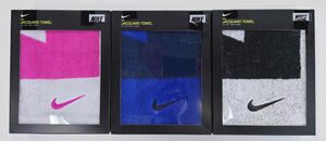 NIKE ナイキ ジャガードタオル ピンク ブルー ブラック 3枚セット 【新品】