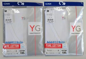 グンゼ YG Vネック スリーブレスシャツ ホワイト Mサイズ 2枚 【新品・未開封発送】