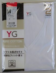 GUNZE YG Vネック 半袖Tシャツ ピュアコットン 100％ 抗菌防臭加工 Mサイズ 2枚組 【新品・未開封発送】