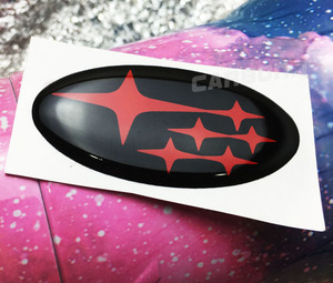  black + red 6 ream star Subaru WRX STI steering wheel sticker 2010-2023