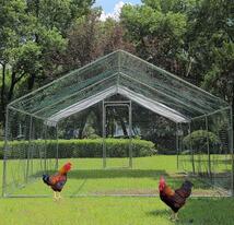 飼育ケージ 防水カバー付きの大きな金属製の鶏小屋養殖 鶏小屋 鶏舎 鶏かご 鳩 兎ケージ猫屋兎ケージ トレイ付き超大型室外 E716_画像6