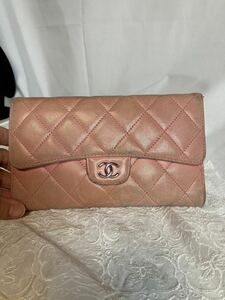 【#kk】CHANEL 長財布 マトラッセ ココマーク ピンクシャネル 