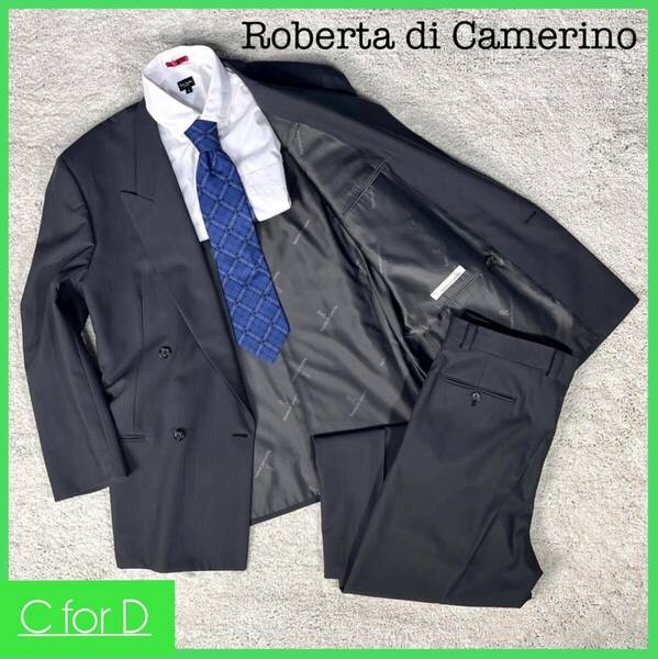 ★Roberta di Camerino★AB7 (XLサイズ相当) セットアップ スーツ ロベルタディカメリーノ ダブル メンズ グレー 総裏 大きいサイズ J173