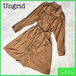 ★Ungrid★Mサイズ ロングワンピース アングリッド レディース 茶系 ブラウン ビジュー Aライン ロング丈 長袖 シャツワンピース T072