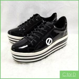 *NO NAME*36 (23.0cm corresponding ) BOOST SNEAKER thickness bottom sneakers No Name lady's black black enamel thickness bottom sneakers M041