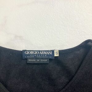 GIORGIO ARMANI ジョルジオ アルマーニ 大きいサイズ 半袖サマーニットカットソー トップス レディース 黒 ブラック サイズ46*NC282の画像5