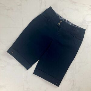 美品 BURBERRY BLUE LABEL バーバリーブルーレーベル センタープレス ハーフパンツ ボトムス レディース 紺 ネイビー サイズ36*NC264