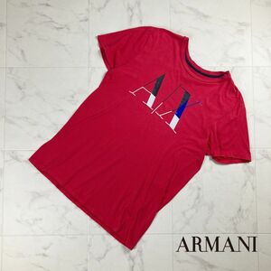 ARMANI EXCHANGE アルマーニエクスチェンジ フロントプリントTシャツ 半袖カットソー トップス メンズ 赤 レッド サイズM*NC1332