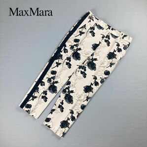 Weekend Max Mara ウィークエンド マックスマーラ センタープレステーパードパンツ 総柄 ボトムス レディース ベージュ サイズ38*NC1242の画像1