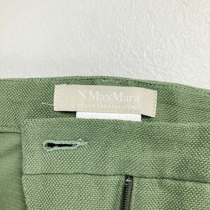 美品 S Max Mara エス マックスマーラ リネン混 センタープレステーパードパンツ ボトムス レディース カーキ サイズ40*NC1227の画像6