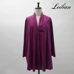 美品 Leilian レリアン ベロアシャツ デザインネック 長袖 トップス レディース パープル サイズ13*NC1299