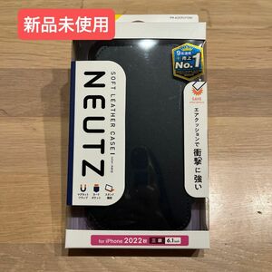 【新品未使用】iPhone14 Pro ソフトレザーケース 磁石付 NEUTZ 6.1インチ ネイビー ELECOM