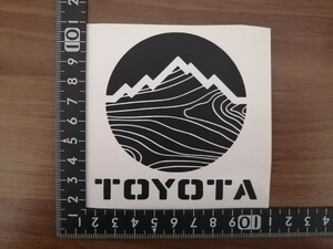 TOYOTA トヨタ カッティング ステッカー　白黒　登山 等高線 アウトドア キャンプ ランクル ハイラックス 色変更可 FJクルーザー RAV4 ◯