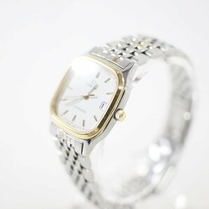 ◎ 中古品 OMEGA オメガ シーマスター 腕時計 クオーツ デイト ゴールド×シルバー 白文字盤 スクエア メンズ レディース スイスの画像3