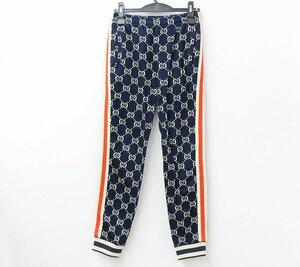 グッチ ジャガード ジョギングパンツ 496920 サイズ XS ネイビー系 紺 トラックパンツ メンズ GUCCI z24-1248 中古品 z_ｂ