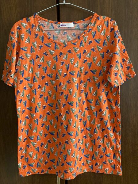 ネネット　男女兼用　Tシャツ　猫　サーフボード　オレンジ　ストレッチ　L