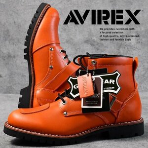 AVIREX ブーツ メンズ ブランド アビレックス TIGER タイガー アヴィレックス 本革 ショートブーツ 革 靴 AV2931 オレンジ 26.0cm ★ 新品