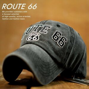 ROUTE66 Vintage ローキャップ キャップ メンズ レディース こなれ感 刺繍 7990351 9009978 R-3 チャコール 新品 1円 スタート