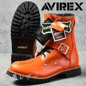 AVIREX ブーツ 本革 レザー ヤマト 正規品 YAMATO エンジニアブーツ グッドイヤー・ウェルト製法 AV2100 オレンジ 26.0cm / 新品