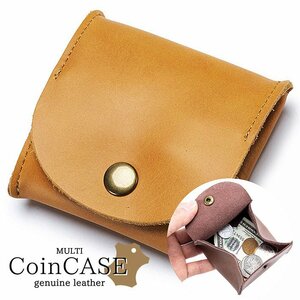  Mini purse short purse change purse . coin case leather original leather 7987556 pouch earphone case men's lady's real leather yellow new goods 1 jpy start 