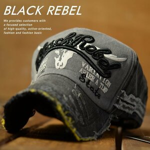 BLACK REBEL ダメージ加工 キャップ 帽子 メンズ レディース Vintage 7994855 9009978 A-6 ブラック 新品 1円 スタート