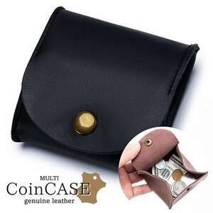  Mini purse short purse change purse . coin case leather original leather 7987556 pouch earphone case men's lady's real leather black new goods 1 jpy start 
