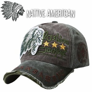 インディアン INDIAN NATIVE AMERICAN キャップ 帽子 野球帽 アウトドア メンズ ローキャップ 7987174 オリーブ 新品 1円 スタート