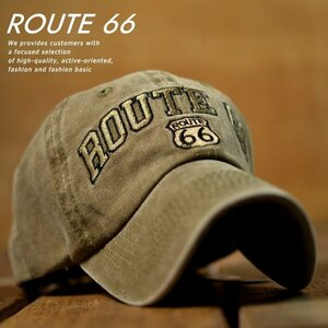 ROUTE66 Vintage ローキャップ キャップ メンズ レディース こなれ感 刺繍 7990351 9009978 R-1 カーキ 新品 1円 スタート