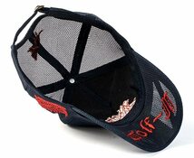 通気性◎ メッシュキャップ メンズ 帽子 野球帽 刺繍 7987439 大きいサイズ ブラック×ブラック 新品 1円 スタート_画像4