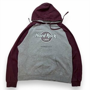 Hard Rock Cafe ハードロックカフェ パーカー グレー 古着 メンズ M ラグラン ホノルル ツートン