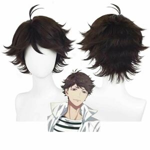 及川徹　ウィッグ　コスプレ　ハイキュー　おいかわ　茶　58cm国内【残5限定】