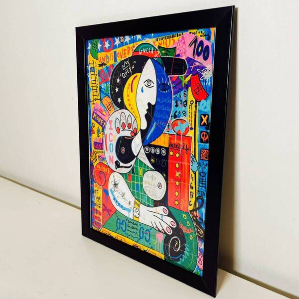 【黒額付きポスター】ポップアート⑨ ピカソ 愛人の肖像画(新品)